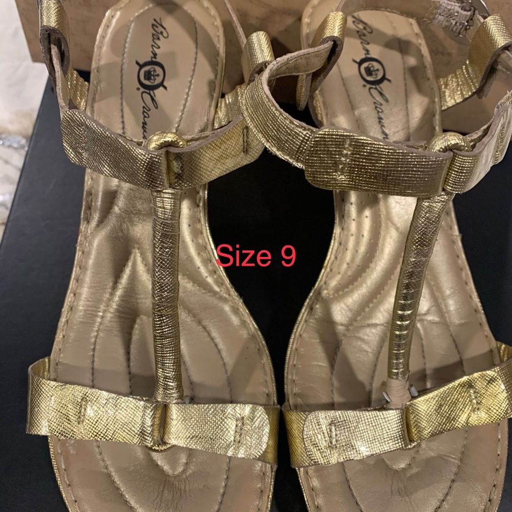 Born Gold Wedge Sandals. Size 9